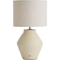 Finn Rechargeable Table Lamp with Linen Shade - Cream, Ceramic