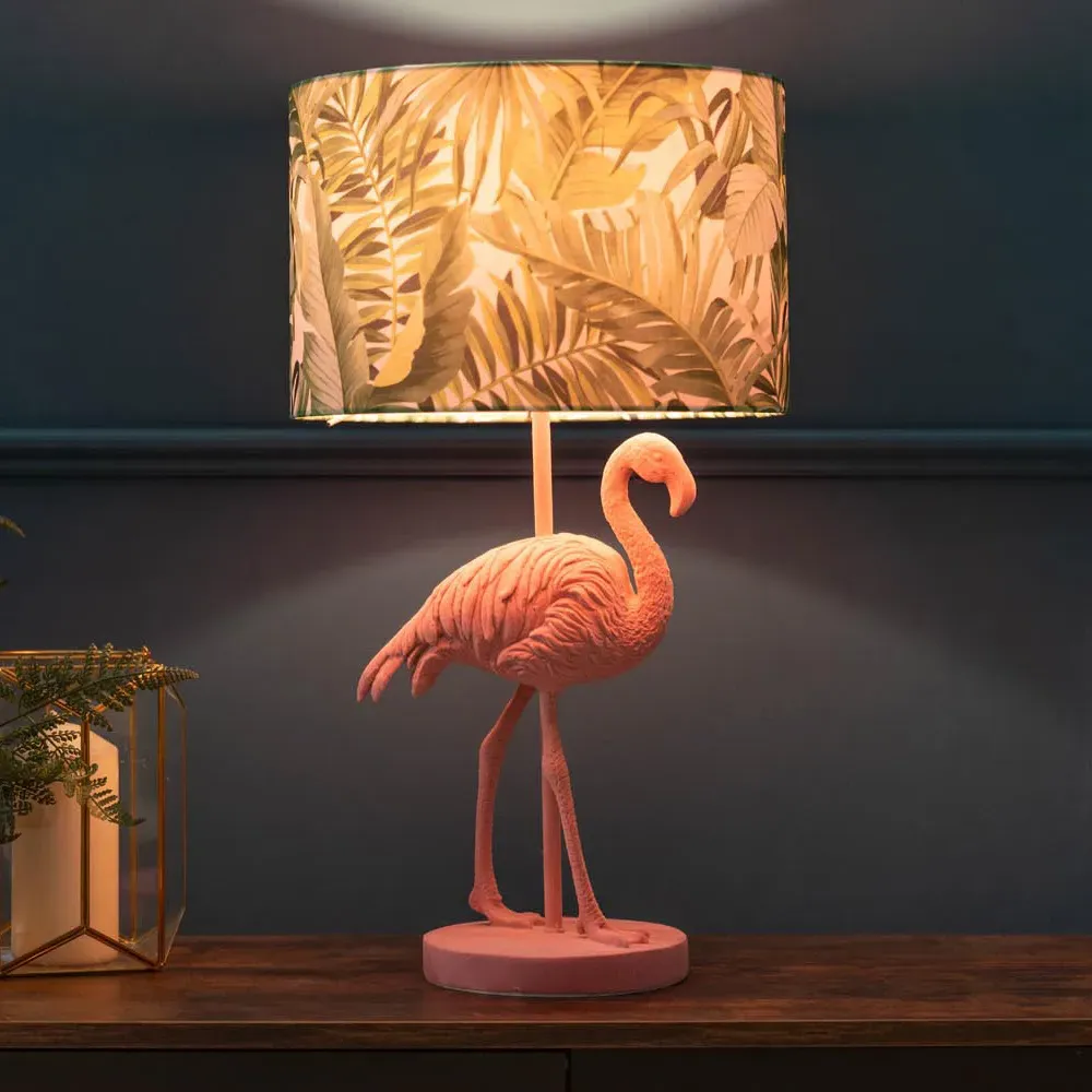 Flo Jungle Shade Flamingo LED Table Lamp - Pink, Velvet