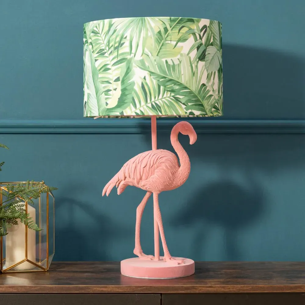 Flo Jungle Shade Flamingo LED Table Lamp - Pink, Velvet