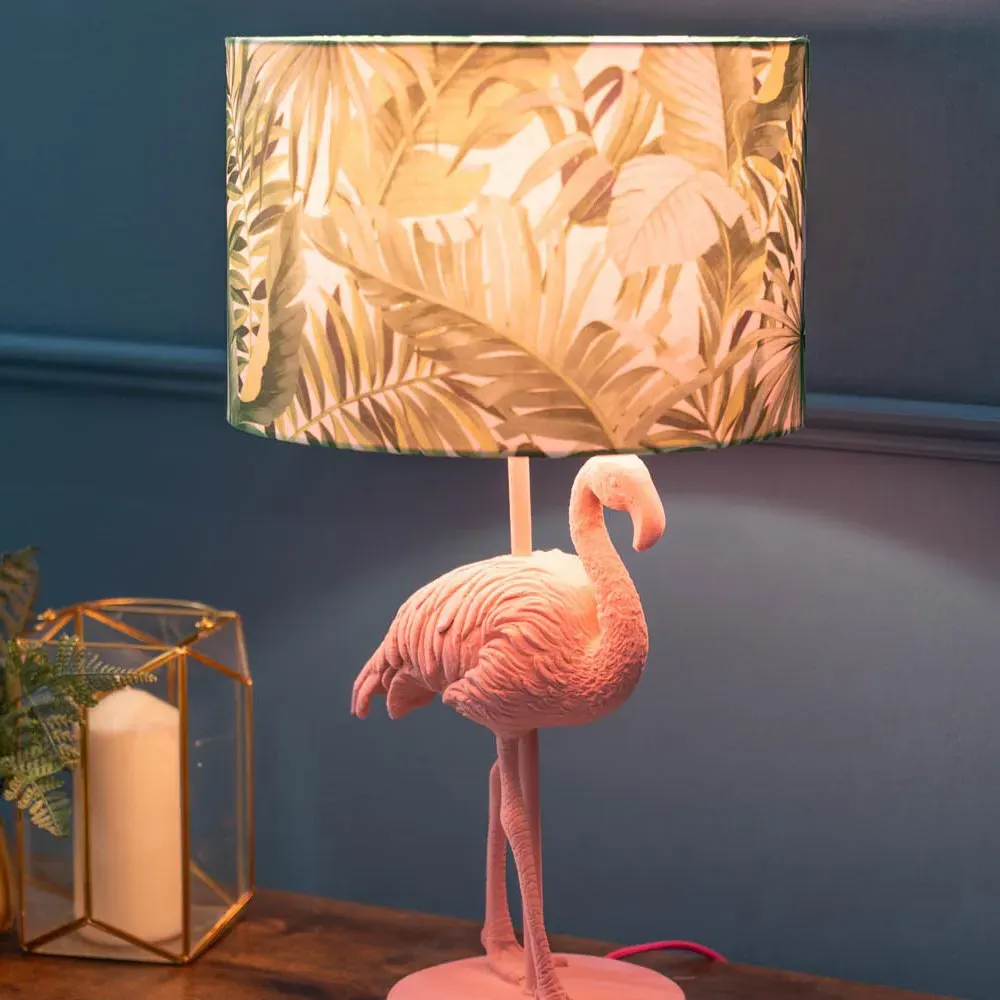 Flo Jungle Shade Flamingo LED Table Lamp - Pink, Velvet