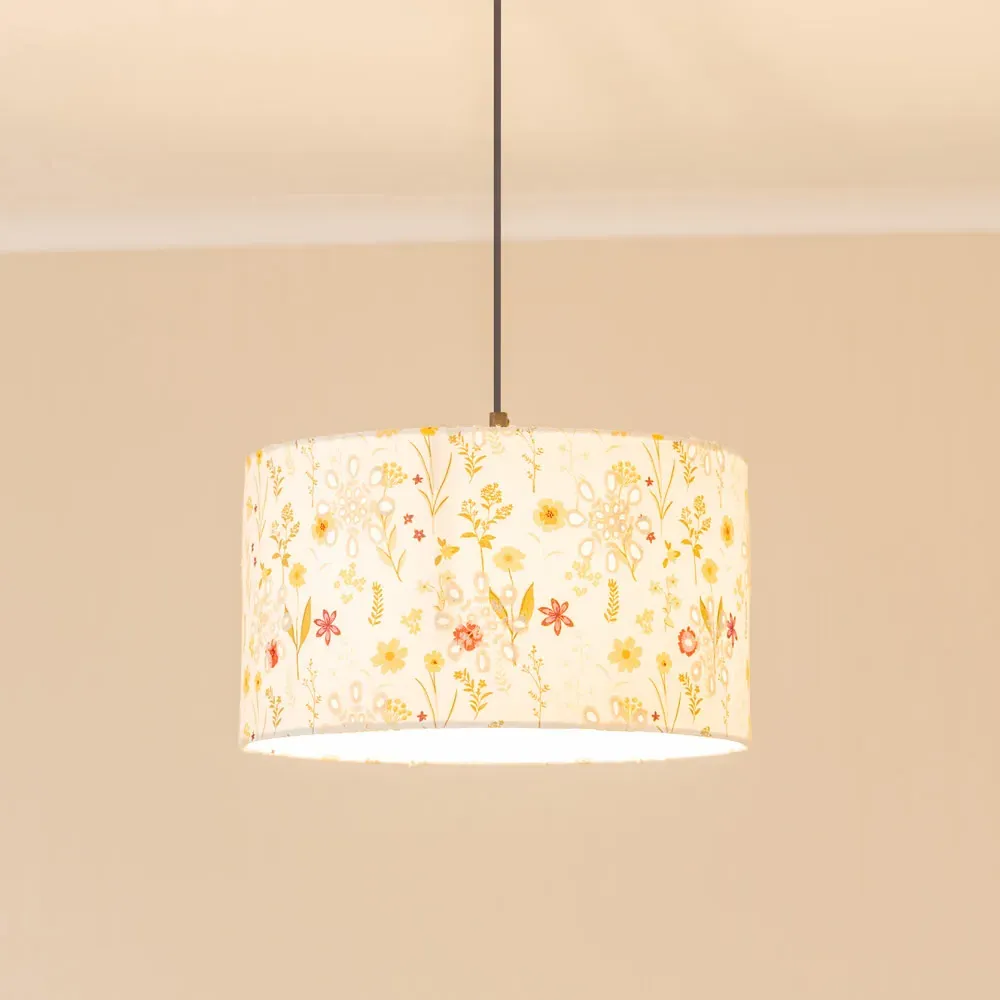 Flora Medium Drum Lamp Shade - Cream