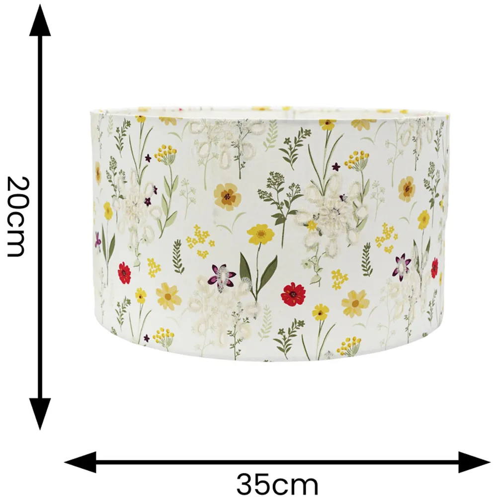Flora Medium Drum Lamp Shade - Cream