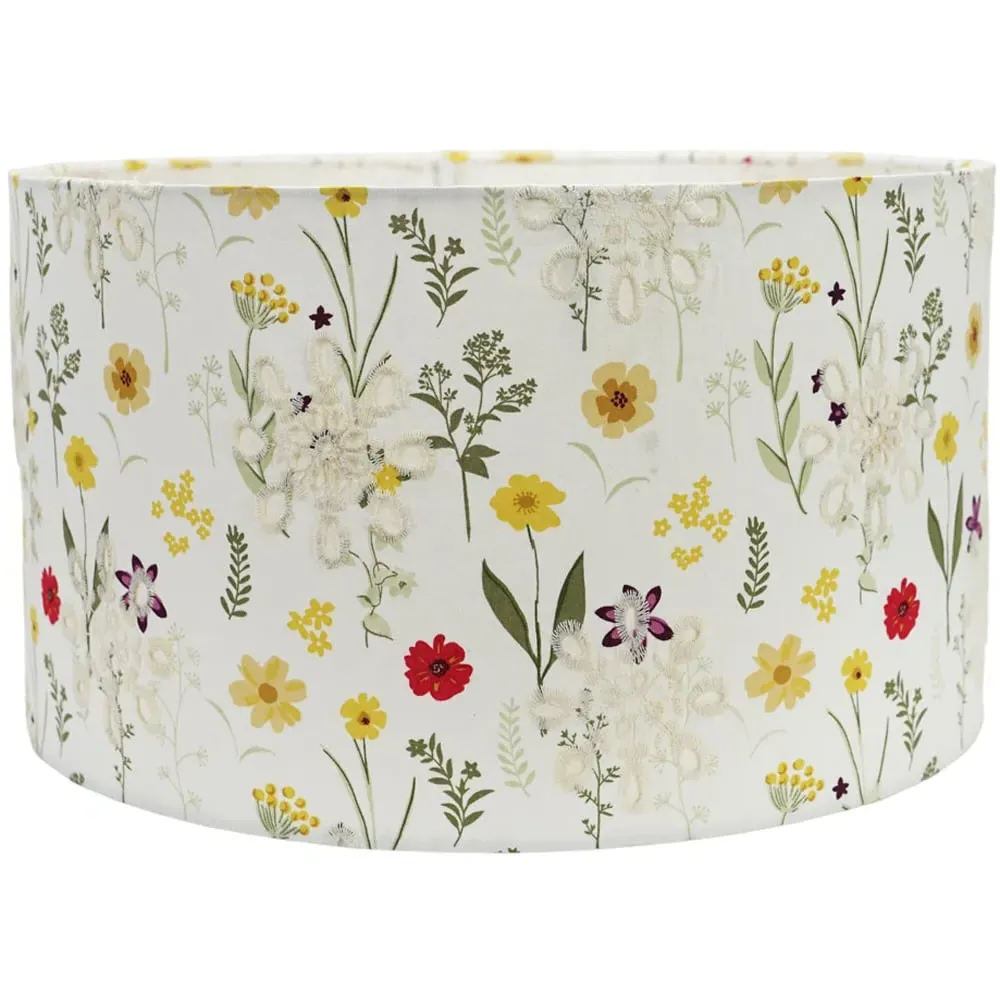 Flora Medium Drum Lamp Shade - Cream