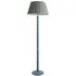 Floral Pleated Shade Bobbin LED Floor Lamp - Blue, Wood
