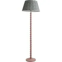 Floral Pleated Shade Bobbin LED Floor Lamp - Pink, Wood