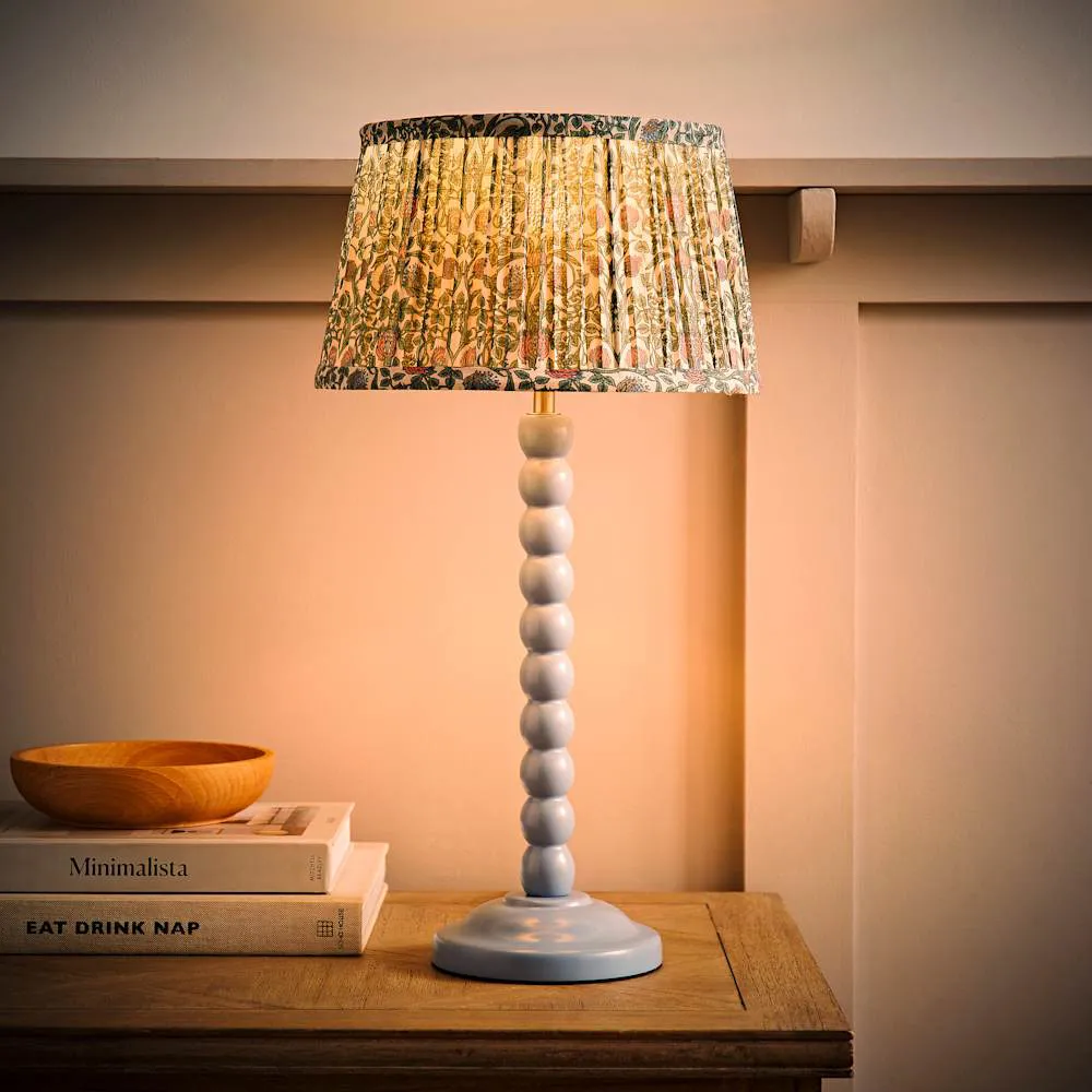 Floral Pleated Shade Bobbin LED Table Lamp - Blue, Wood