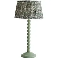 Floral Pleated Shade Bobbin LED Table Lamp - Green, Wood