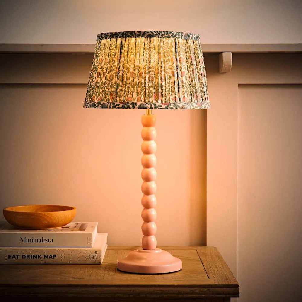 Floral Pleated Shade Bobbin LED Table Lamp - Pink, Wood