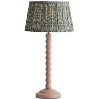 Floral Pleated Shade Bobbin LED Table Lamp - Pink, Wood