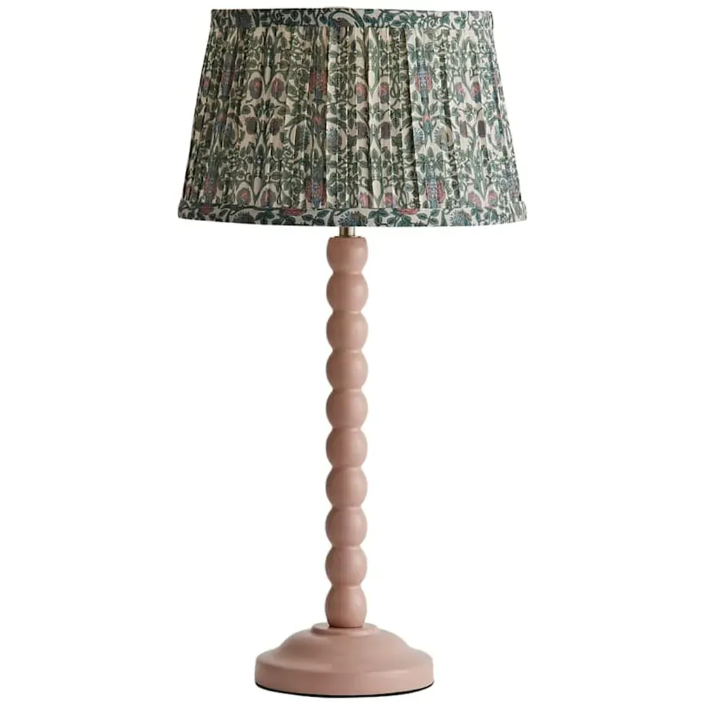 Floral Pleated Shade Bobbin LED Table Lamp - Pink, Wood