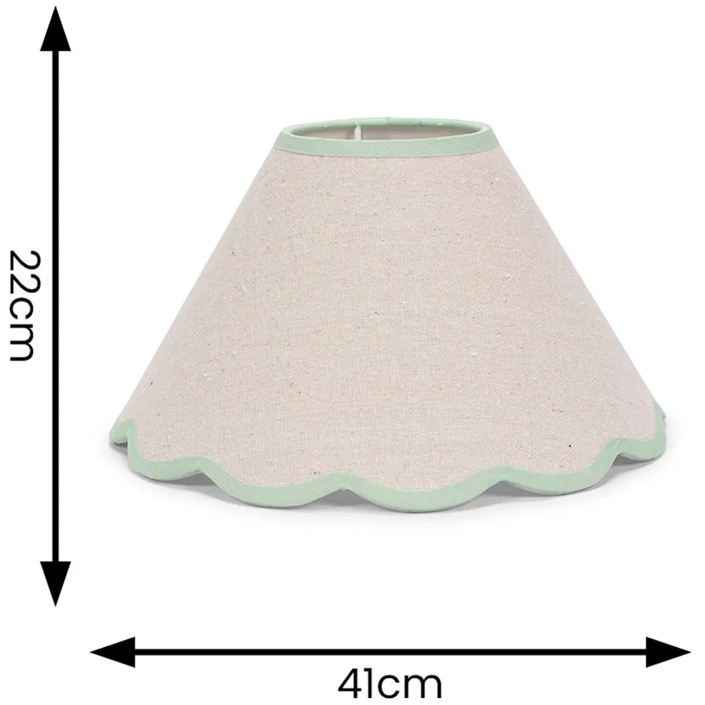 Florie Large Tapered Lamp Shade with Scallop Edge - Cream, Linen