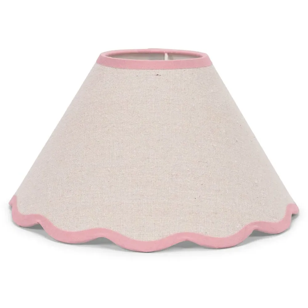 Florie Large Tapered Lamp Shade with Scallop Edge - Cream, Linen
