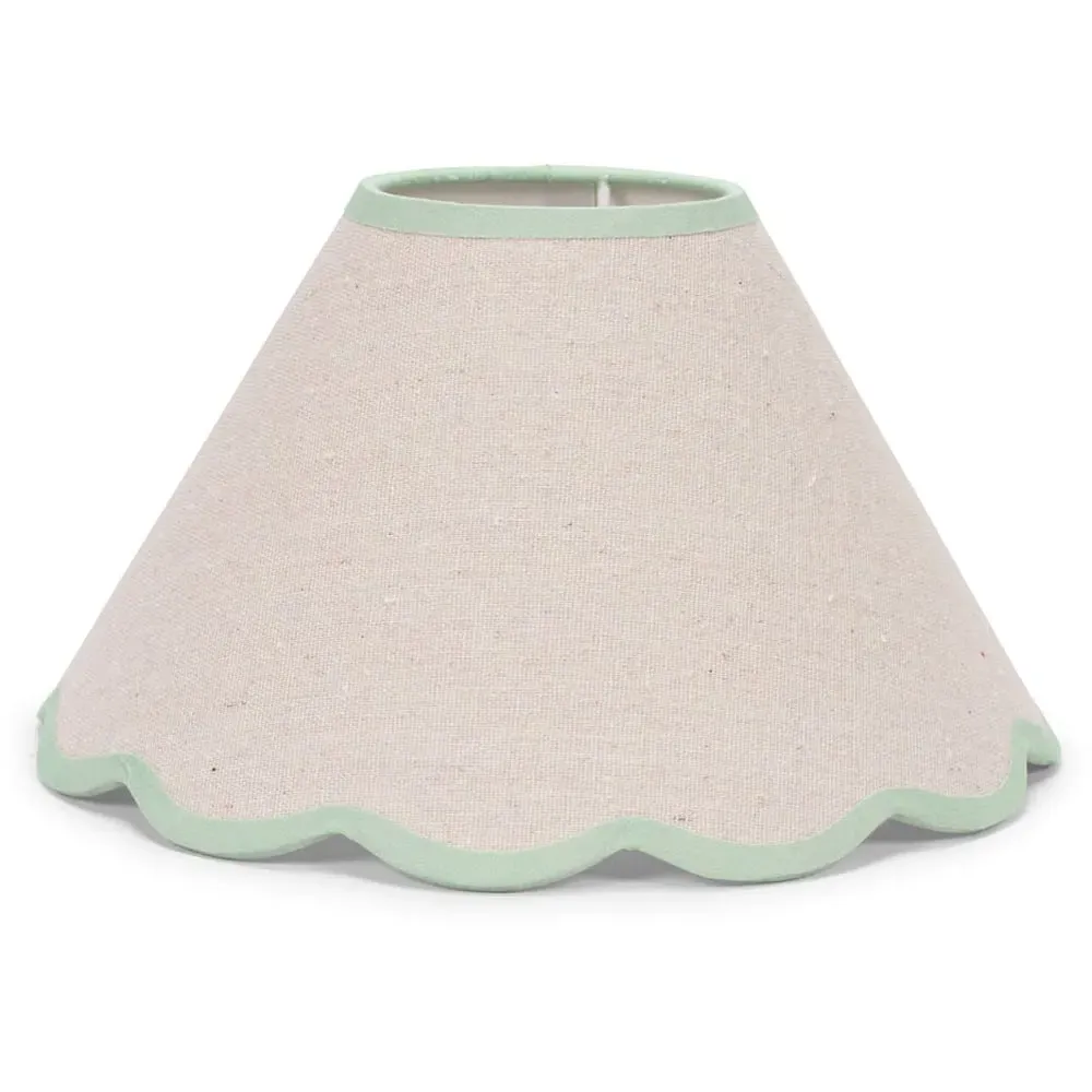 Florie Large Tapered Lamp Shade with Scallop Edge - Cream, Linen