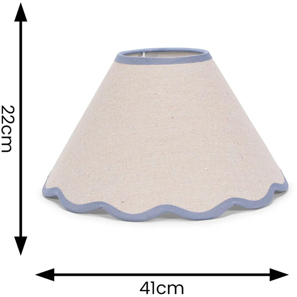 Florie Large Tapered Lamp Shade with Scalloped Edge - Cream, Linen