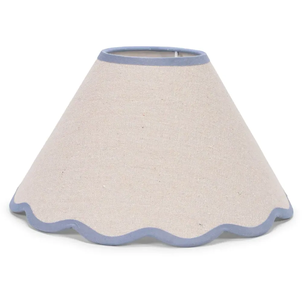 Florie Large Tapered Lamp Shade with Scalloped Edge - Cream, Linen