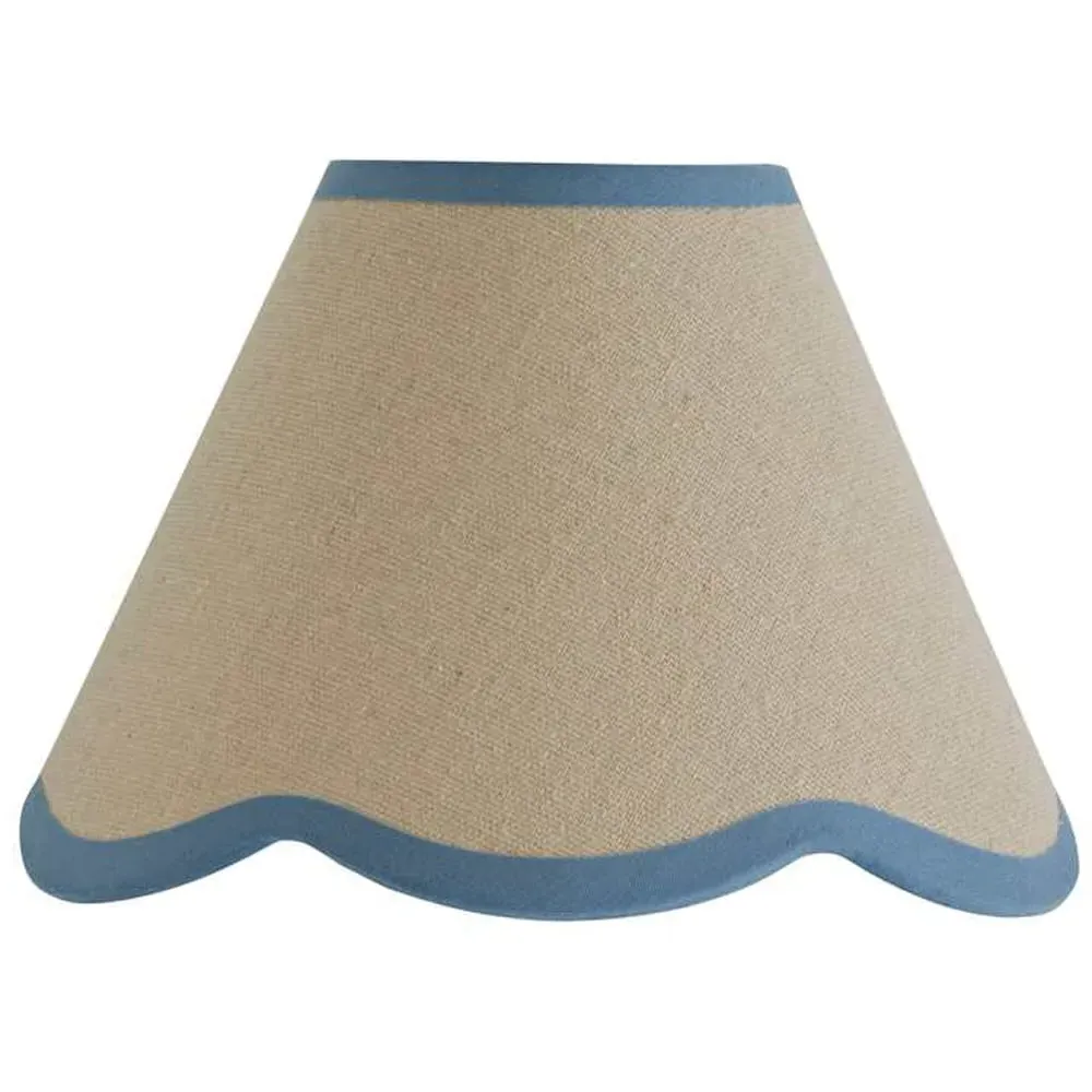 Florie Mini Lamp Shade with Scallop Trim - Blue, Linen image