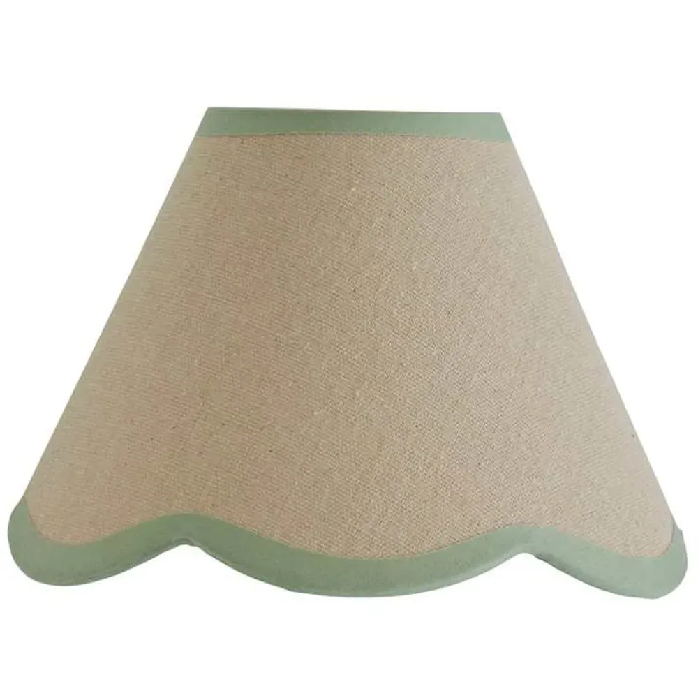 Florie Mini Lamp Shade with Scallop Trim - Green, Linen