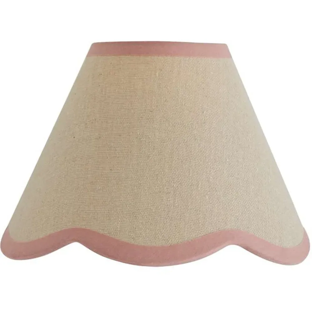 Florie Mini Lamp Shade with Scallop Trim - Pink, Linen