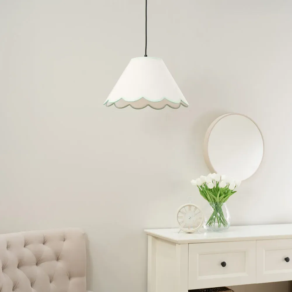 Florie Small Tapered Lamp Shade with Scallop Edge - Cream, Linen