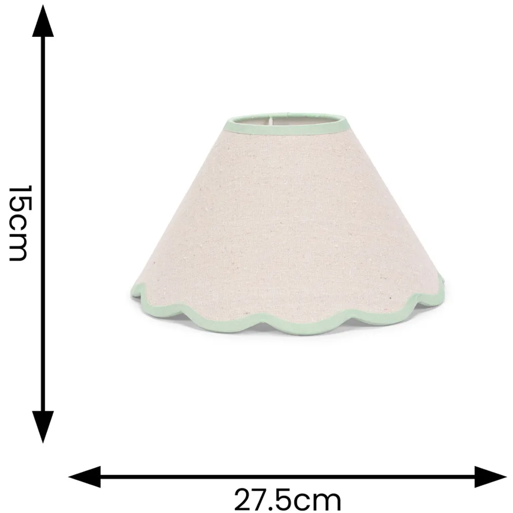 Florie Small Tapered Lamp Shade with Scallop Edge - Cream, Linen