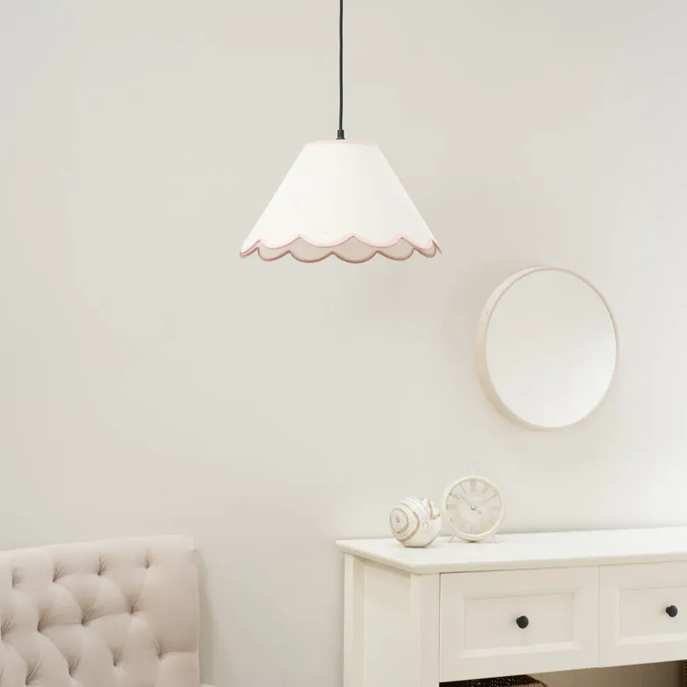 Florie Small Tapered Lamp Shade with Scallop Edge - Cream, Linen