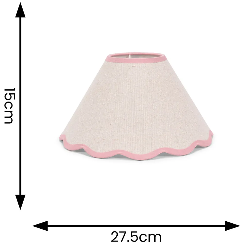 Florie Small Tapered Lamp Shade with Scallop Edge - Cream, Linen
