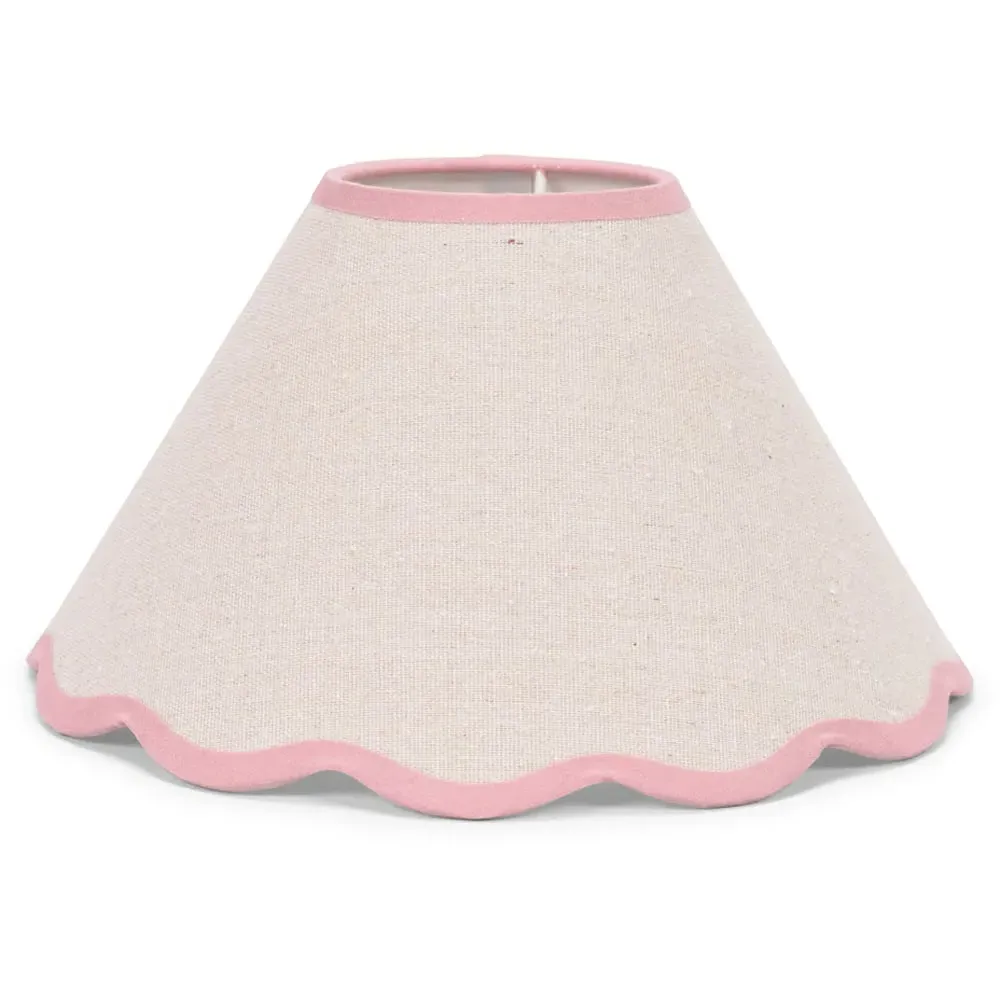 Florie Small Tapered Lamp Shade with Scallop Edge - Cream, Linen