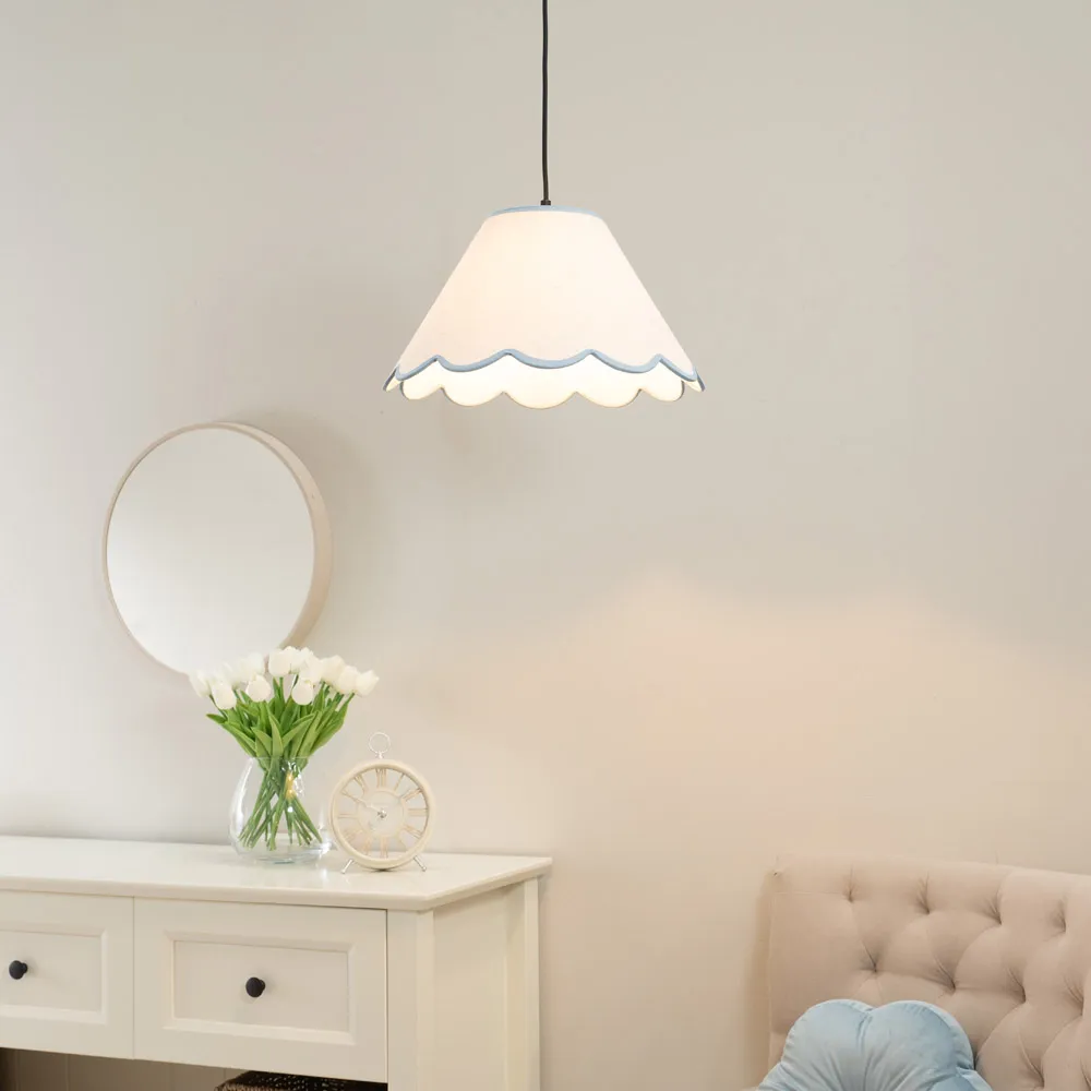 Florie Small Tapered Lamp Shade with Scalloped Edge - Cream, Linen