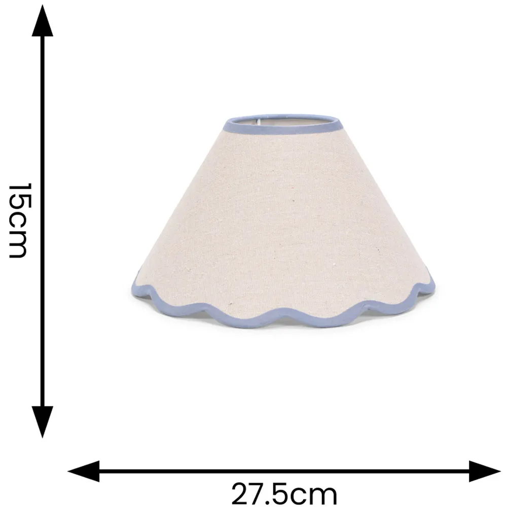 Florie Small Tapered Lamp Shade with Scalloped Edge - Cream, Linen