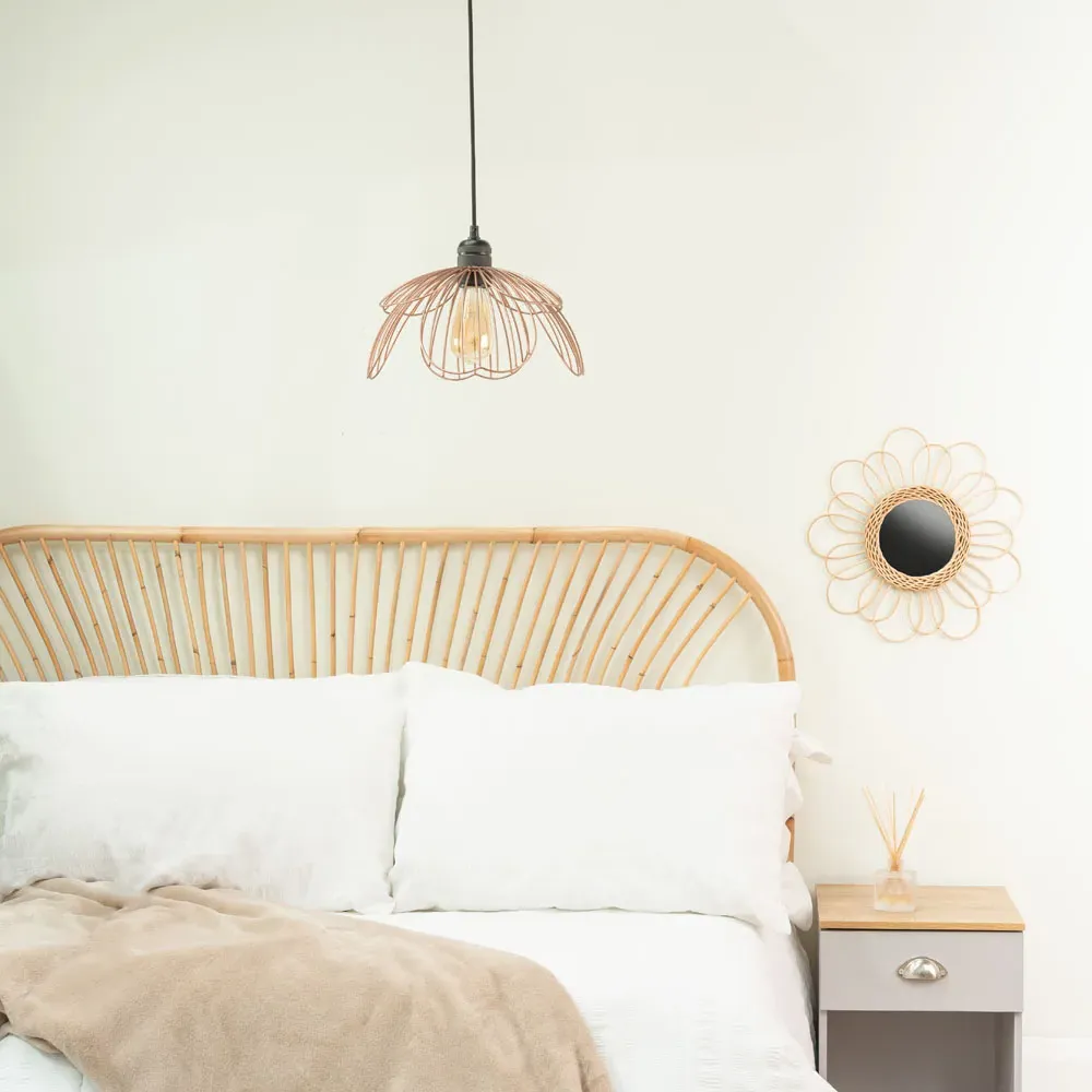 Flower Pendant Lamp Shade - Rose Pink, Metal