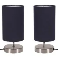 Francis Touch Table Lamp 2 Pack - Navy, Brushed Chrome