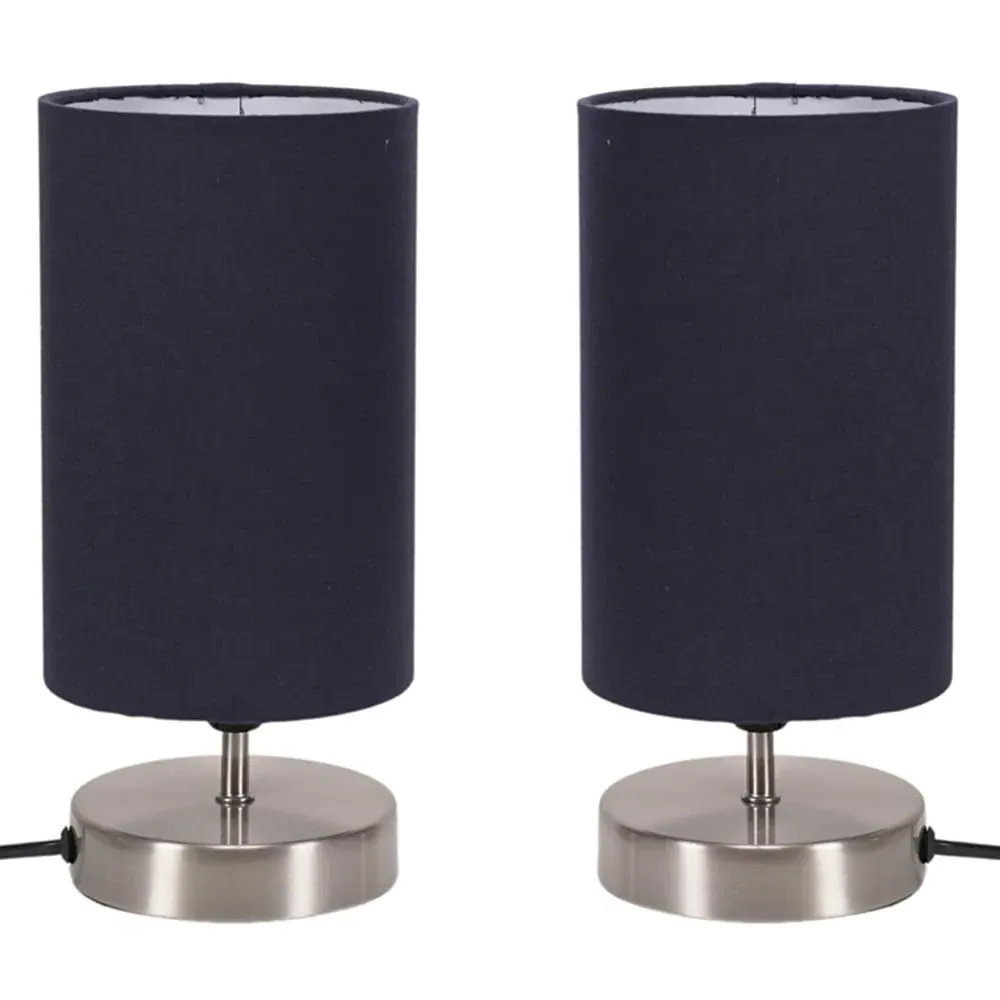 Francis Touch Table Lamp 2 Pack - Navy, Brushed Chrome