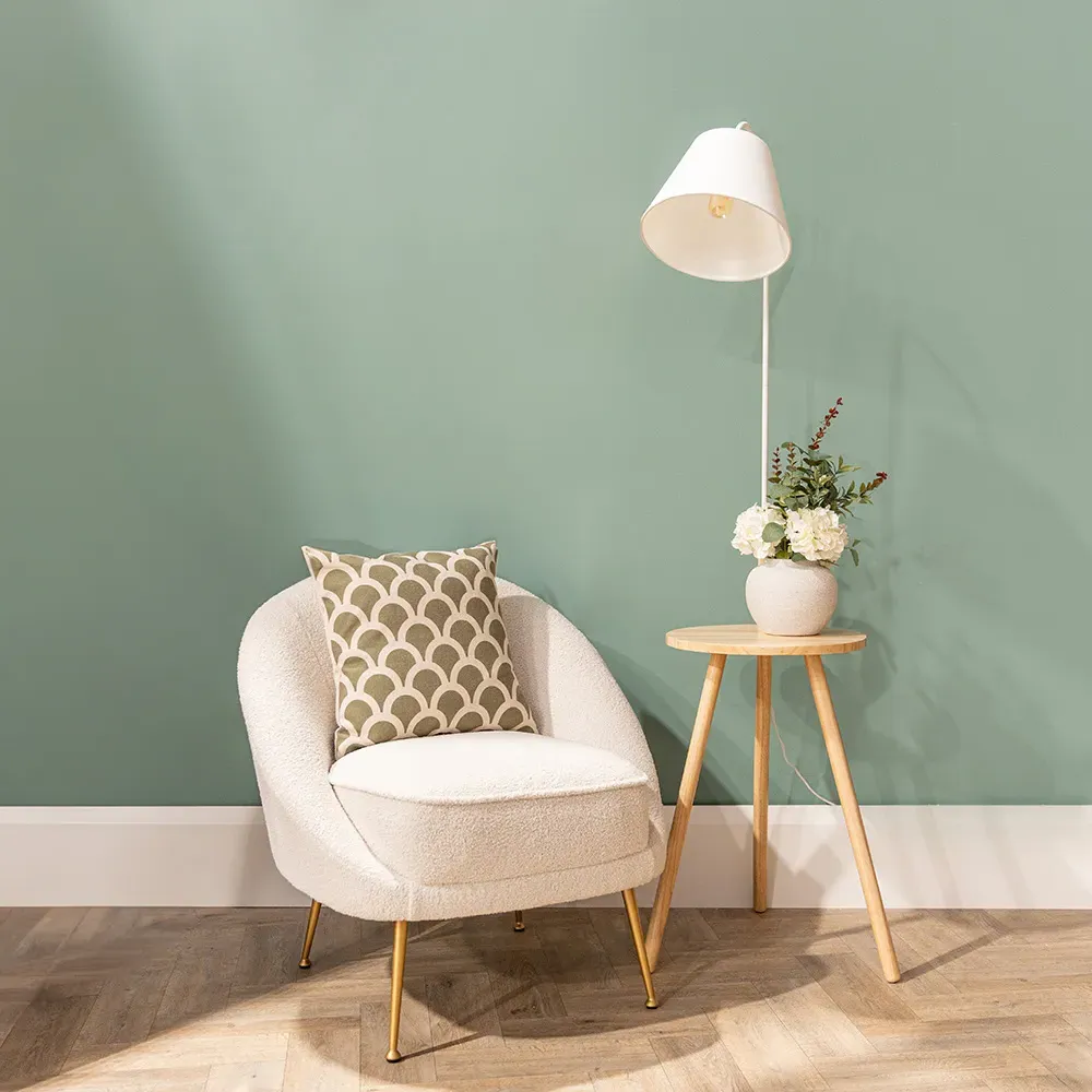 Freja Wooden Tripod Floor Lamp with Table - Cream