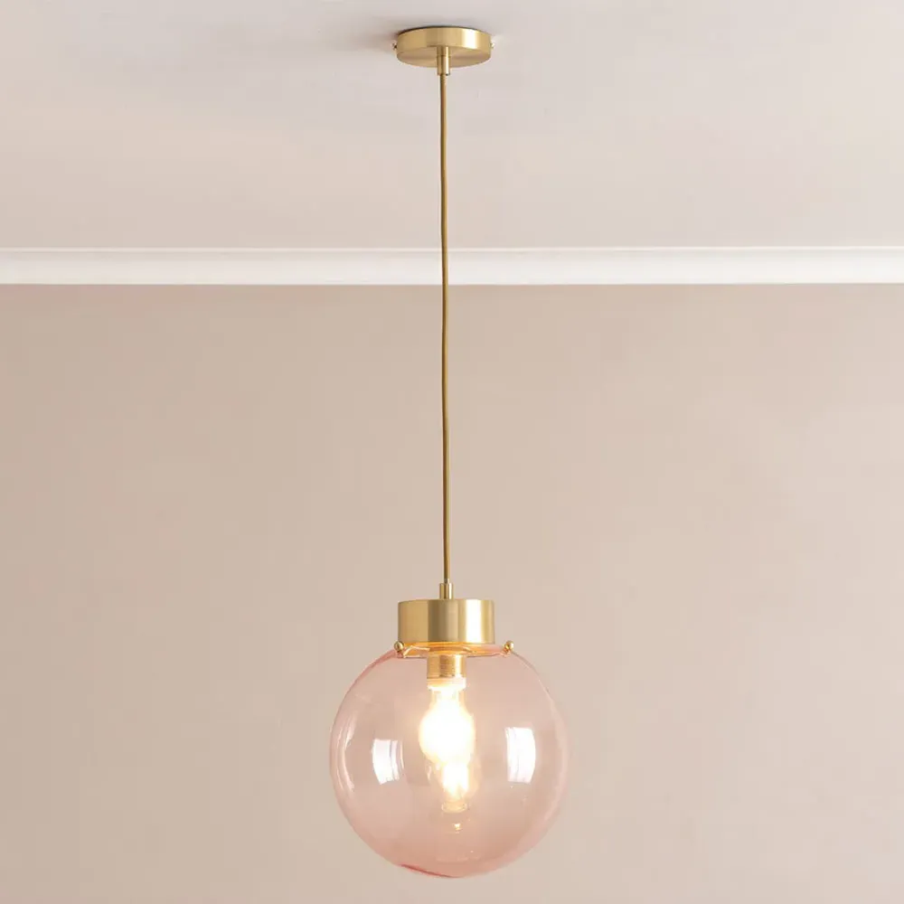 Frenchie Globe Ceiling Pendant Light - Pink, Glass