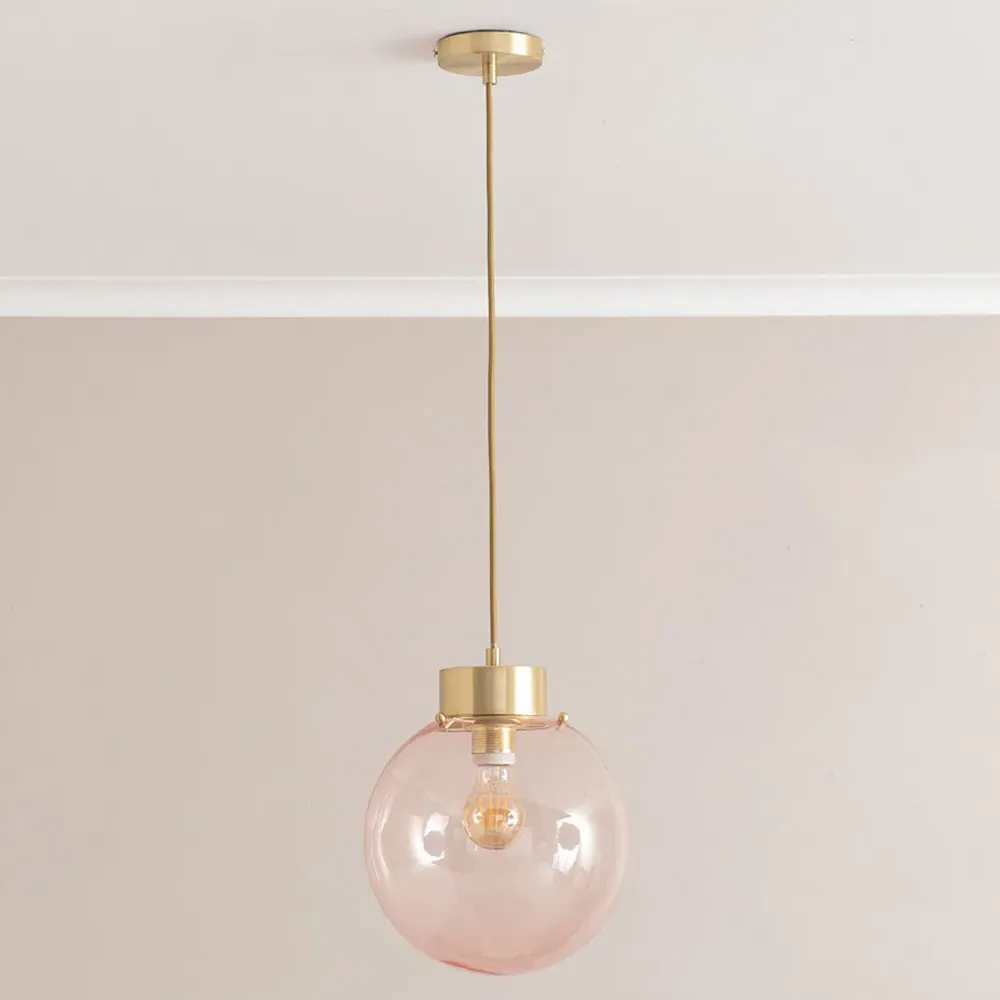 Frenchie Globe Ceiling Pendant Light - Pink, Glass