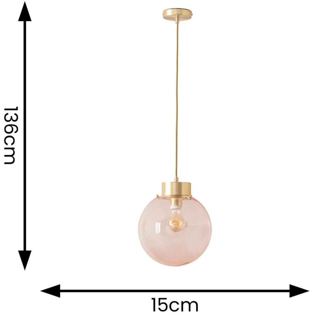 Frenchie Globe Ceiling Pendant Light - Pink, Glass