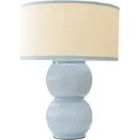 Gemma Stacked Ribbed Table Lamp with Linen Shade - Blue