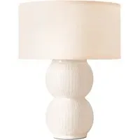 Gemma Stacked Ribbed Table Lamp with Linen Shade - Cream