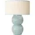 Gemma Stacked Ribbed Table Lamp with Linen Shade - Green