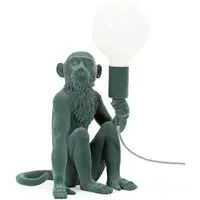 Geroge Monkey Globe LED Table Lamp - Green, Velvet