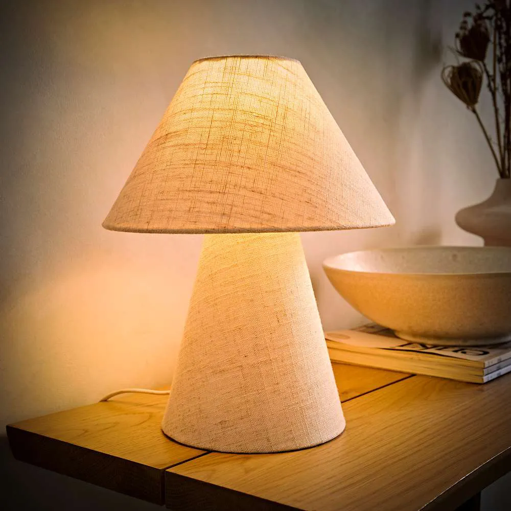 Gigi Tapered LED Table Lamp with Bulb - Cream, Linen