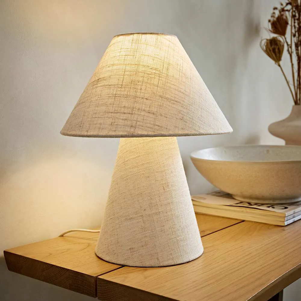 Gigi Tapered LED Table Lamp with Bulb - Cream, Linen