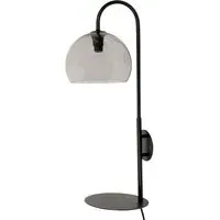 Glenn Globe Wall Light with Shelf - Black, Smoked Glass