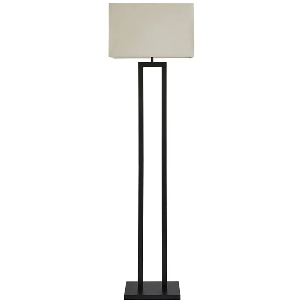 Gloria Double Stem Floor Lamp with Rectangular Shade - Black, Metal