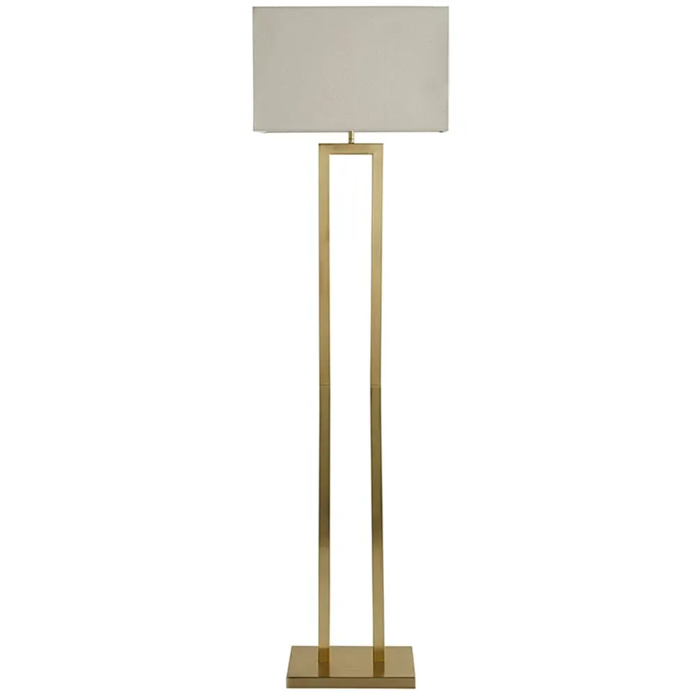 Gloria Double Stem Floor Lamp with Rectangular Shade - Gold, Metal