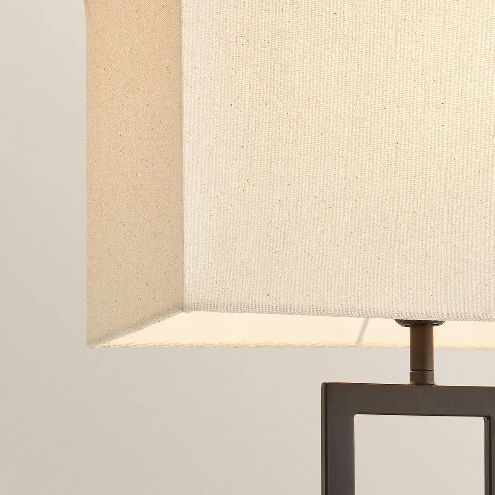 Gloria Double Stem Table Lamp with Rectangular Shade - Black, Metal