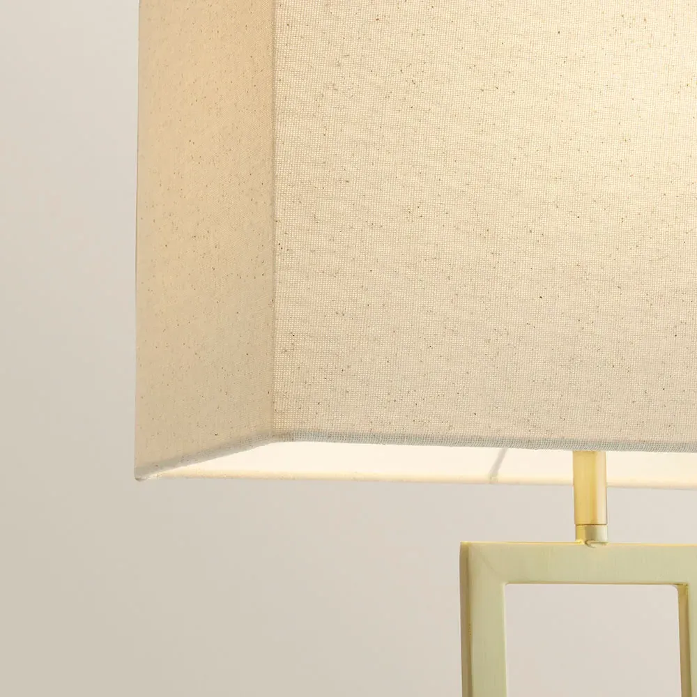 Gloria Double Stem Table Lamp with Rectangular Shade - Gold, Metal