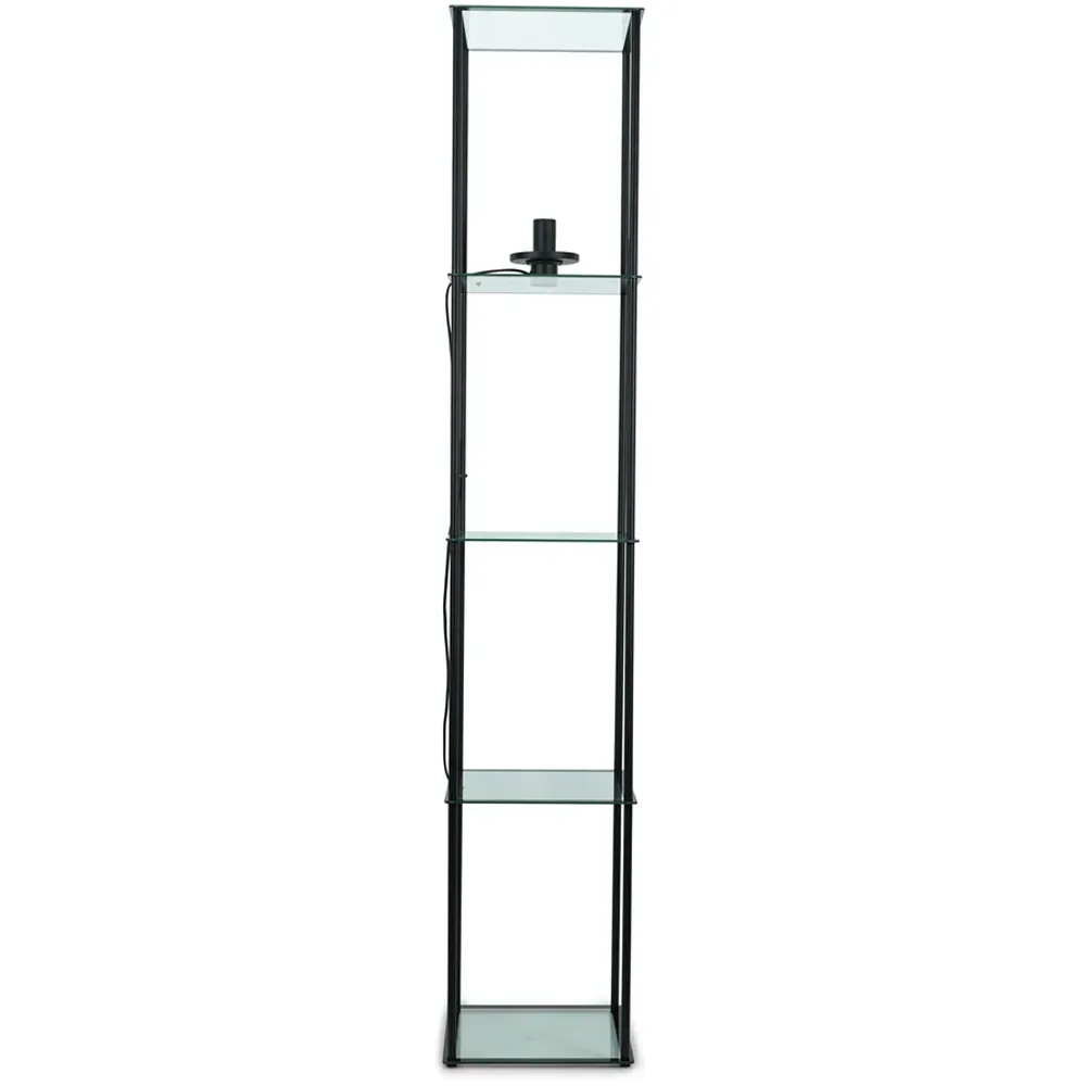 Gobie 4 Shelf LED Floor Lamp with Storage - Black, Glass