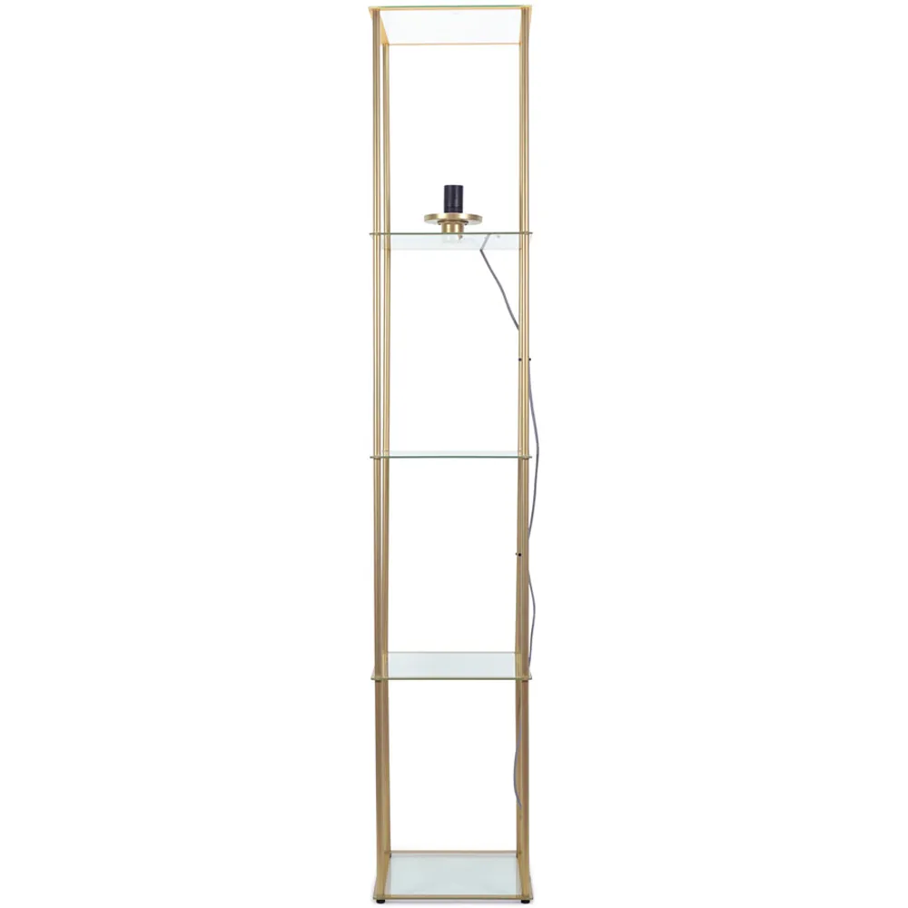 Gobie 4 Shelf LED Floor Lamp with Storage - Gold, Glass