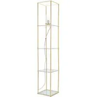 Gobie 4 Shelf LED Floor Lamp with Storage - Gold, Glass
